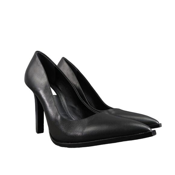 Reiss Shoes Women 38 Pump Heels Leather Pointed Toe Ada Court Career Party Black - Picture 1 of 16